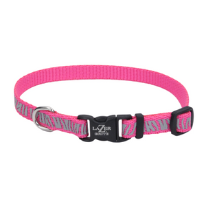 Lazer Brite Collier réglable réfléchissant à design ouvert, Pink Zebra
