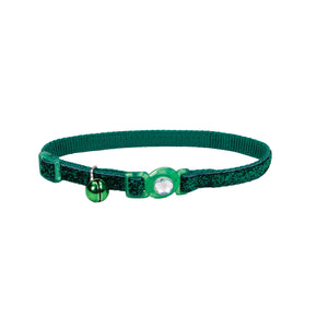 Safe Cat Collier de chat réglable à fermeture de sécurité avec boucle ornée et paillettes, Vert