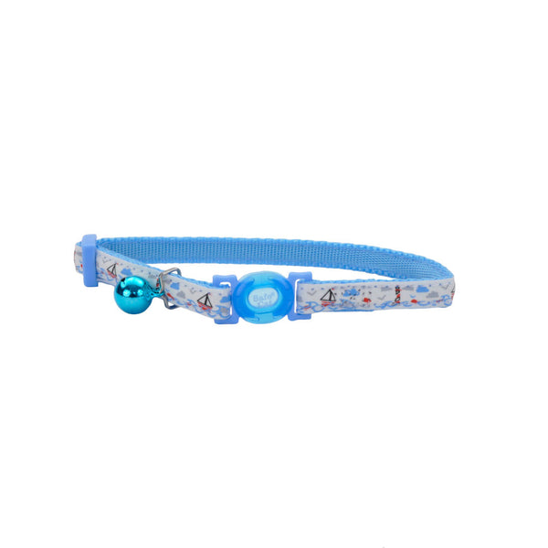 Safe Cat Collier ajustable à rupture pour chat, phosphorescent bateau bleu