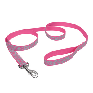 Lazer Brite Reflective Dog Leash, Pink Zebra