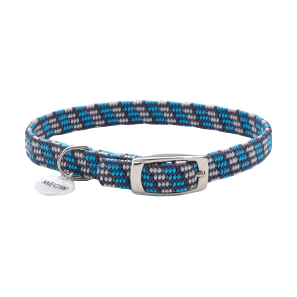 Collier pour chat extensible de sécurité Coastal ElastaCat avec breloque réfléchissante, gris et bleu