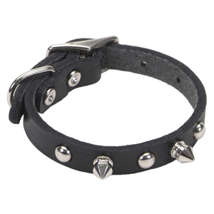 Circle T Collier pour chien en cuir tanné chêne à pointes, Noir