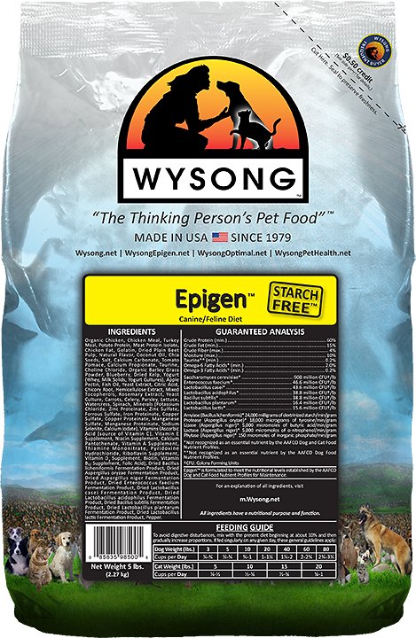 Wysong Epigen Formule poulet sans amidon Sans céréales Croquettes pour chiens et chats, 5-lb