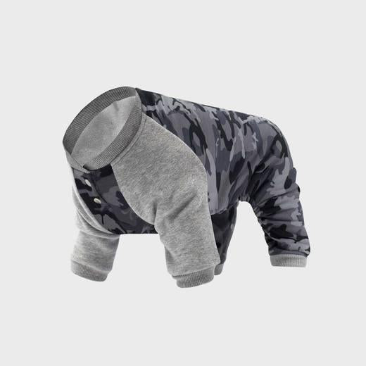 Canada Pooch Frosty Fleece Dog Sweatsuit, Black Camo