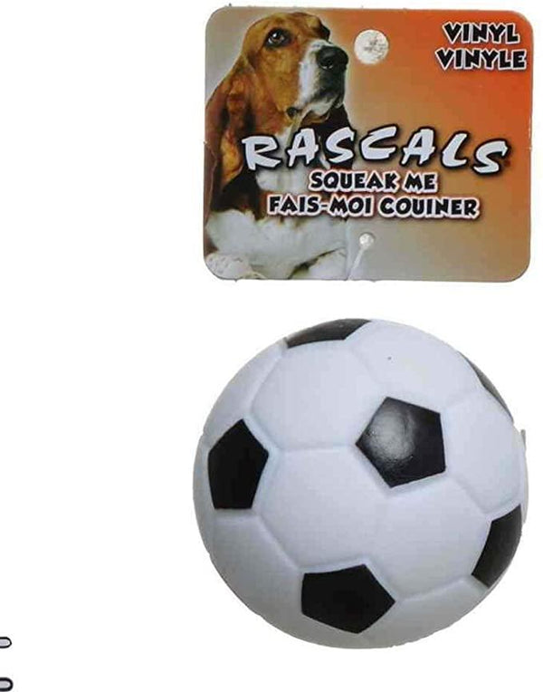 Rascals Vinyl Soccer Ball Dog Toy, White, 3-in