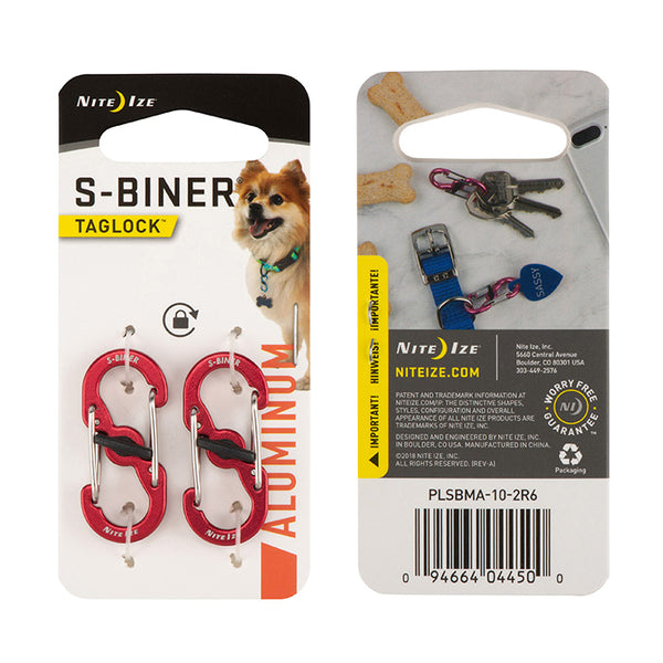 Nite Ize S-Biner Taglock Aluminum, Red, 2-pack