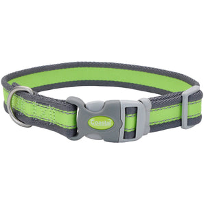 Pro Collier de chien réglable réfléchissant, Vert vif avec gris