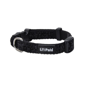 Li'l Pals Adjustable Collar with Glitter Overlay for Dogs, Black Sparkles