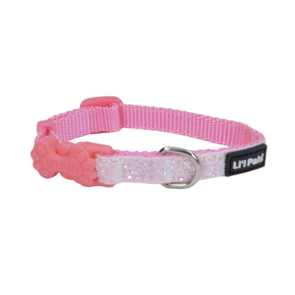 Li'l Pals Adjustable Collar with Glitter Overlay for Dogs, Pink Sparkles