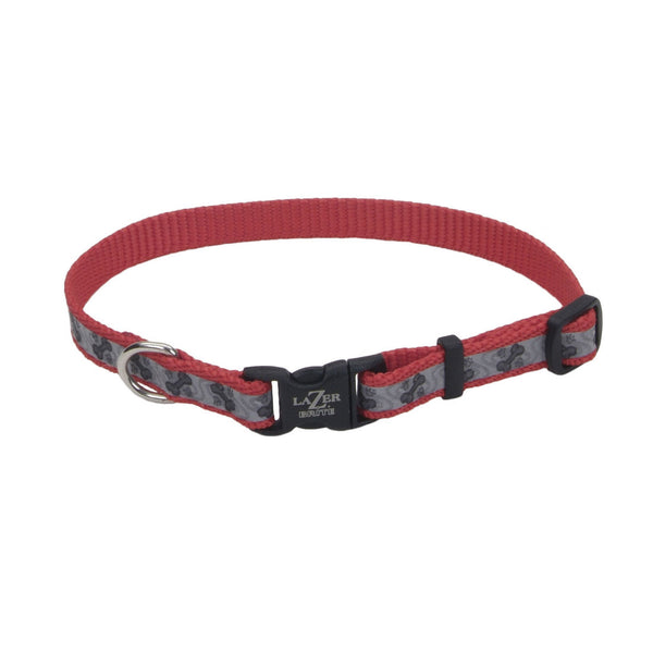 Lazer Brite Collier réglable réfléchissant pour chien, Pattes rouges et os