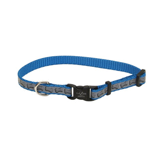 Lazer Brite Collier réglable réfléchissant pour chien, Os turquoise
