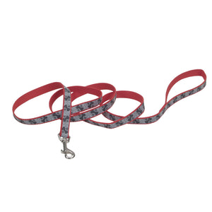 Lazer Brite Reflective Dog Leash, Red Paws and Bones