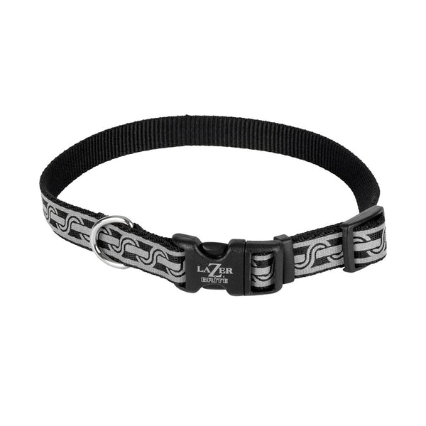 Lazer Brite Reflective Open-Design Adjustable Collar, Black Chain Link