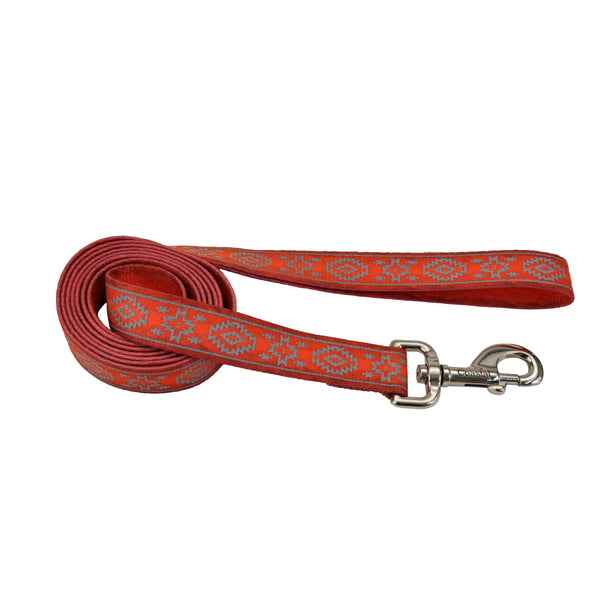 Lazer Brite Patterned Leash, Orange Aztec
