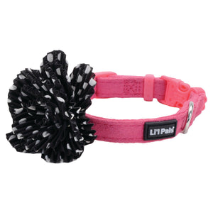 Li'l Pals Microfiber Dog Collar, Pink with Black Flower
