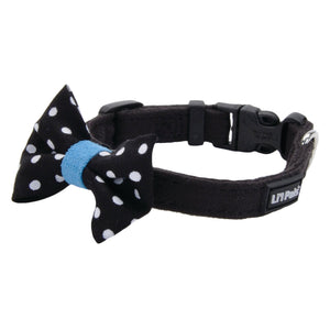 Li'l Pals Microfiber Dog Collar, Black with Dots
