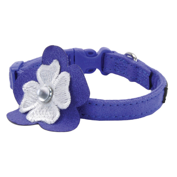 Li'l Pals Collier pour chien en microfibre, bleu avec fleur