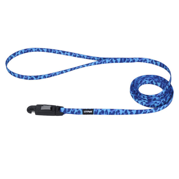 Li'l Pals Patterned Dog Leash with E-Z Snap, Blue Leopard