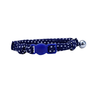 Li'l Pals Round Kitten Collar, Navy Dots, 3/8-inx8-in