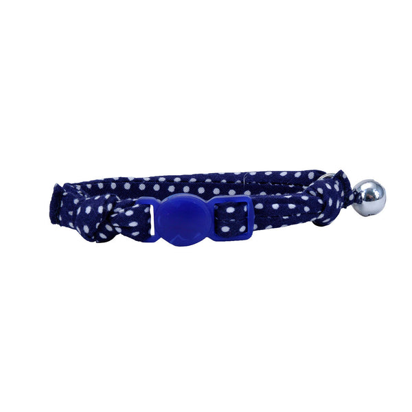 Li'l Pals Round Kitten Collar, Navy Dots, 3/8-inx8-in