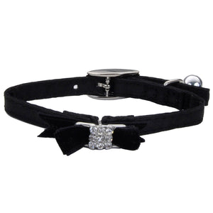 Li'l Pals Safety Kitten Collar with Bow, Black Silk, 3/8-inx8-in