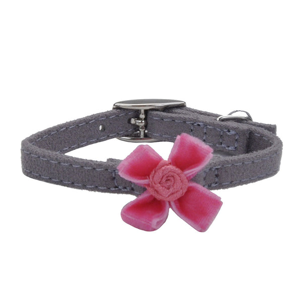 Li'l Pals Safety Kitten Collar with Bow, Pink and Grey, 3/8-inx8-in