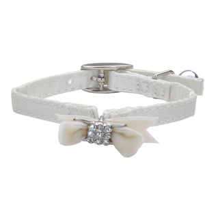 Li'l Pals Safety Kitten Collar with Bow, White Silk, 3/8-inx8-in