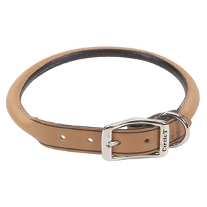 Circle T Oak Tanned Leather Round Dog Collar, Tan
