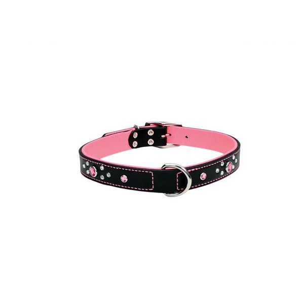 Circle T Fashion Leather with Jewels Dog Collar, Pink