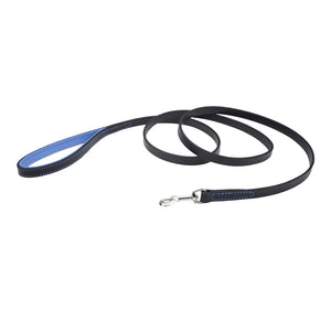 Circle T Fashion Leather Padded Handle Dog Leash, Blue
