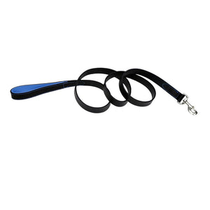 Circle T Fashion Leather Padded Handle Dog Leash, Blue