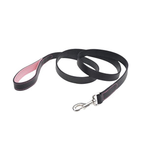 Circle T Fashion Leather Padded Handle Dog Leash, Pink