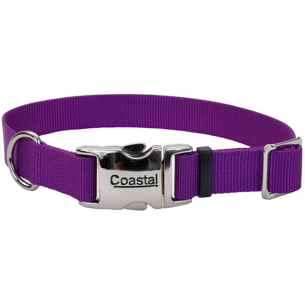Coastal Adjustable Collar with Metal Buckle for Dogs, Purple