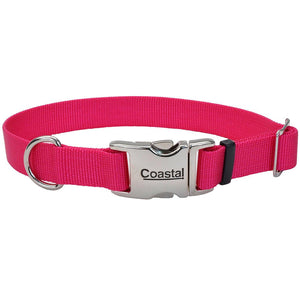 Coastal Adjustable Collar with Metal Buckle for Dogs, Pink Flamingo