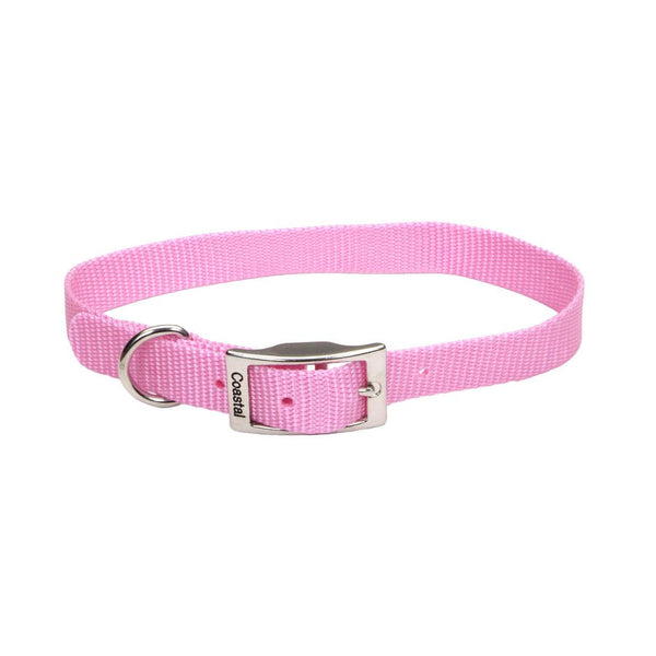 Coastal Single-Ply Dog Collar, Pink Bright