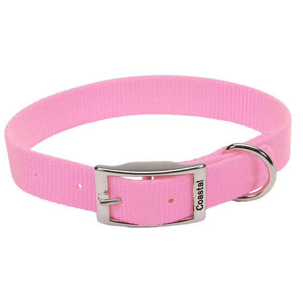 Coastal Single-Ply Dog Collar, Pink Bright