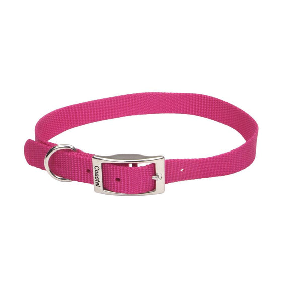 Coastal Single-Ply Dog Collar, Pink Flamingo