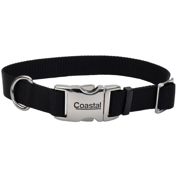 Coastal Adjustable Collar with Metal Buckle for Dogs, Black