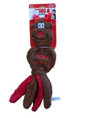 KONG Holiday Wubba Flatz Reindeer Dog Toy