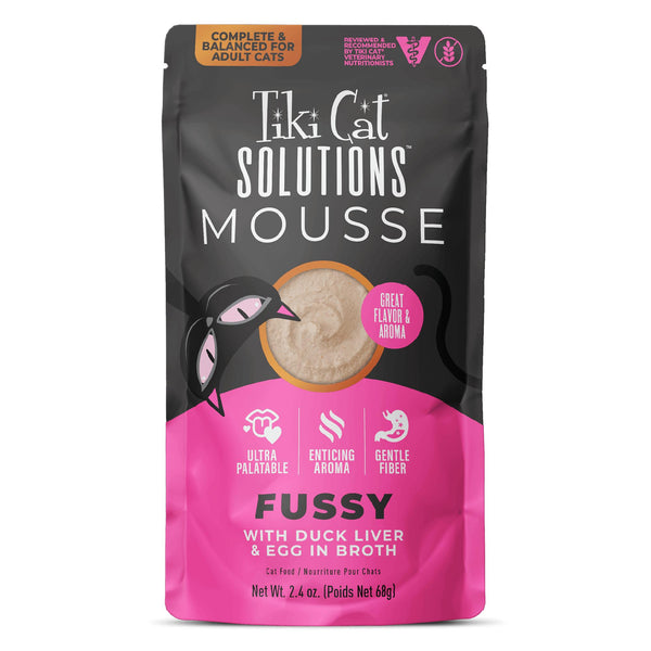Tiki Cat Solutions Fussy Mousse with Duck Liver & Egg in Broth Wet Cat Food Pouch