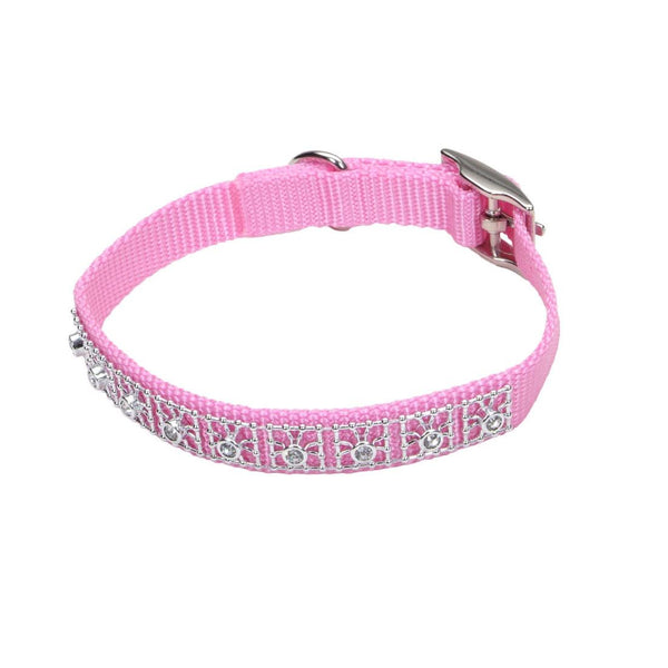 Coastal Jeweled Dog Collar, Pink Bright