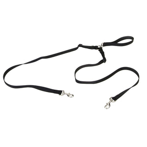 Coastal Two Dog Walker Tangle-Free Adjustable Dog Leash, Black