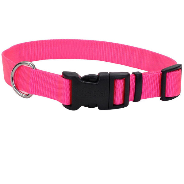 Coastal Adjustable Collar with Plastic Buckle for Dogs, Neon Pink