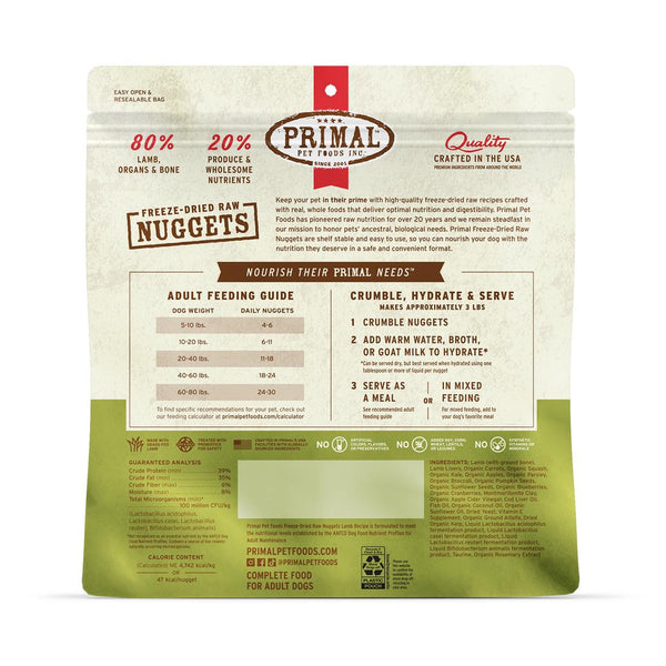 Primal Lamb Recipe Nuggets Freeze-Dried Raw Dog Food