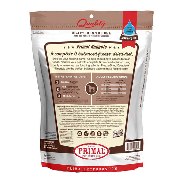 Primal Raw Freeze-Dried Nuggets Pork Formula Dog Food