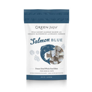 Green Juju Bouchées alimentaires entières au saumon déshydratées au congélateur pour chiens et chats