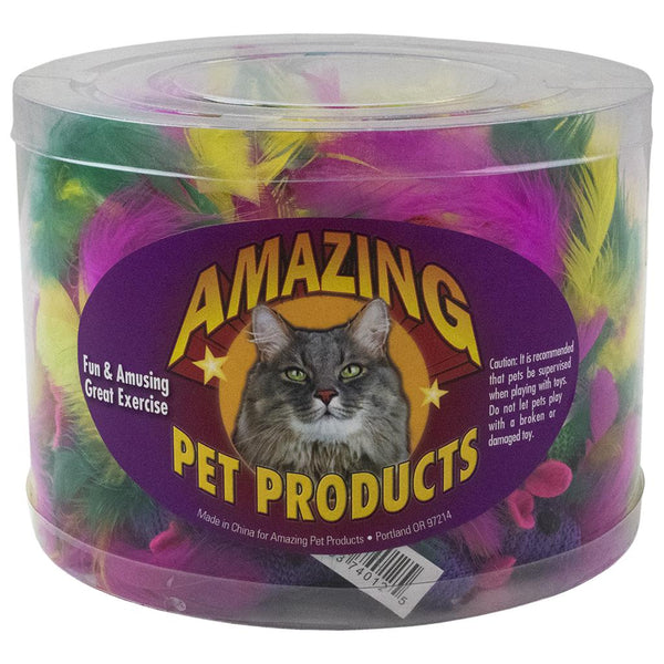 Amazing Pet Products Jouet pour chat Souris tricotée avec queue en plumes