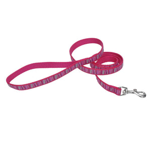 Ribbon Dog Leash, Pink Flamingo Stripe