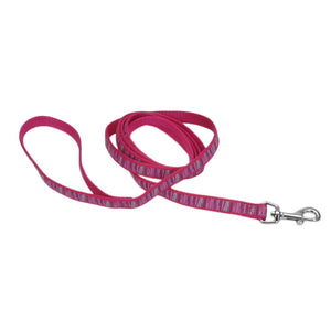 Ribbon Dog Leash, Pink Flamingo Stripe