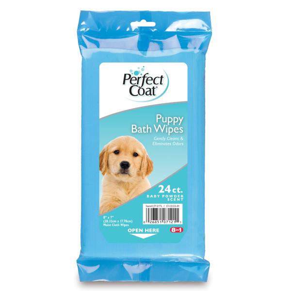 Perfect Coat Baby Powder Puppy Bath Wipes for Dogs